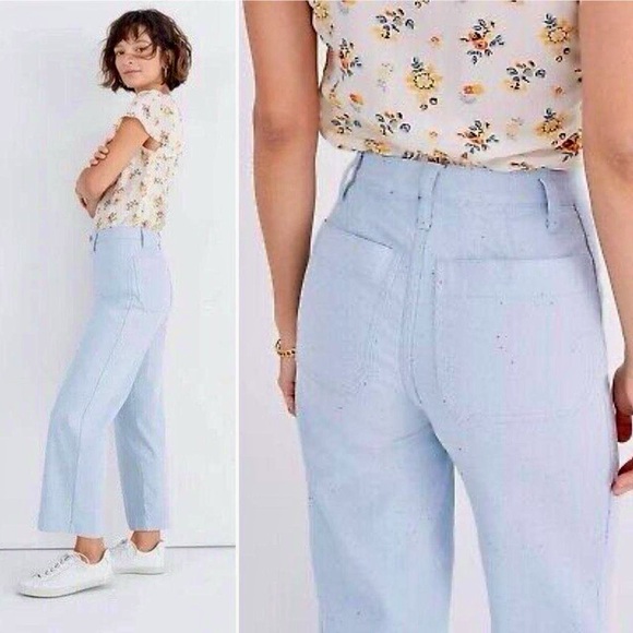 Madewell Pants - MADEWELL Slim Emmett Wide-Leg Trouser Crop Pants in Blue Speckle Confetti 26